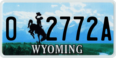 WY license plate 02772A