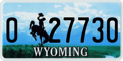 WY license plate 027730