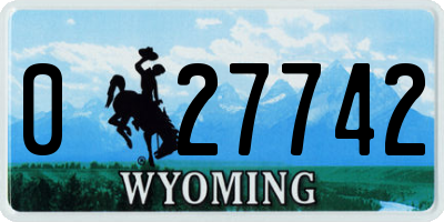 WY license plate 027742