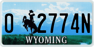 WY license plate 02774N