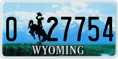 WY license plate 027754