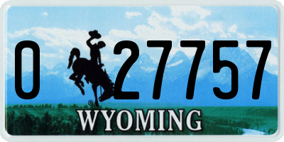 WY license plate 027757