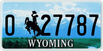 WY license plate 027787