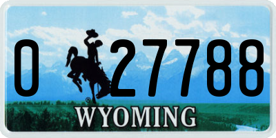 WY license plate 027788