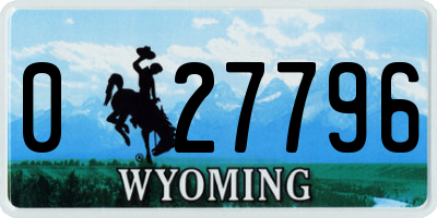 WY license plate 027796