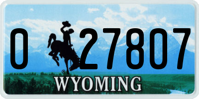 WY license plate 027807