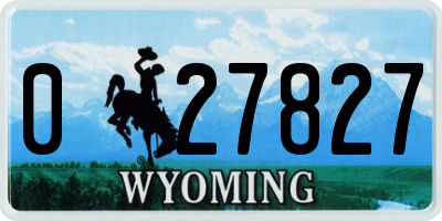 WY license plate 027827