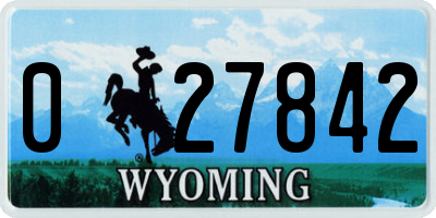 WY license plate 027842