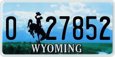 WY license plate 027852