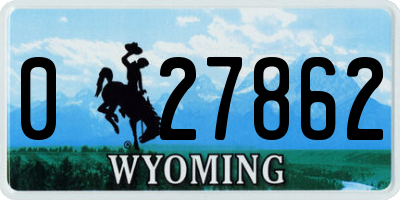 WY license plate 027862