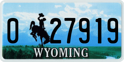WY license plate 027919