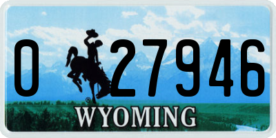 WY license plate 027946