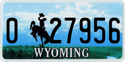 WY license plate 027956