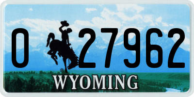 WY license plate 027962