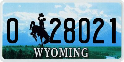 WY license plate 028021