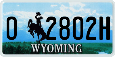 WY license plate 02802H