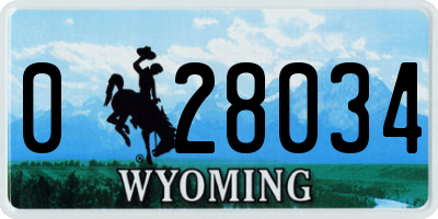 WY license plate 028034