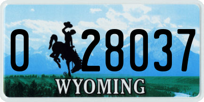 WY license plate 028037