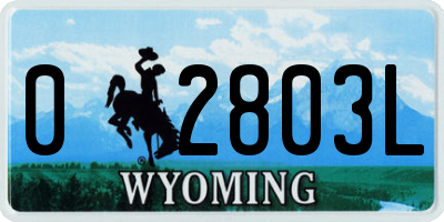 WY license plate 02803L
