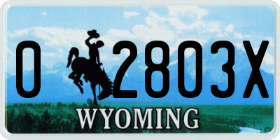 WY license plate 02803X