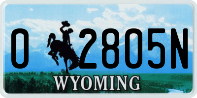 WY license plate 02805N