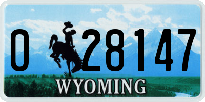 WY license plate 028147