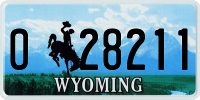 WY license plate 028211