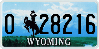WY license plate 028216