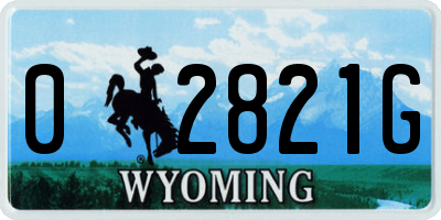 WY license plate 02821G