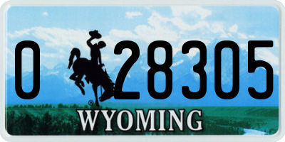 WY license plate 028305