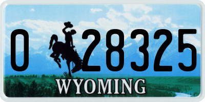 WY license plate 028325