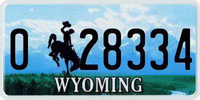 WY license plate 028334