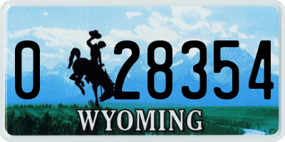 WY license plate 028354