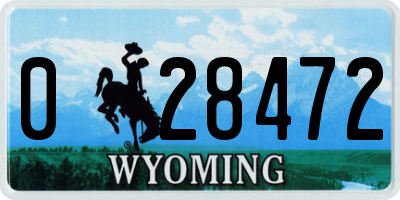 WY license plate 028472