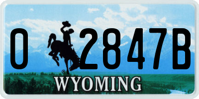 WY license plate 02847B