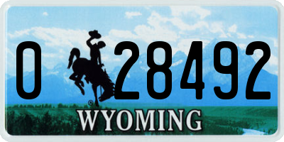 WY license plate 028492