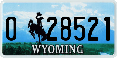 WY license plate 028521