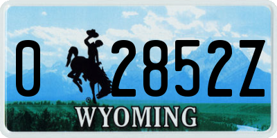 WY license plate 02852Z