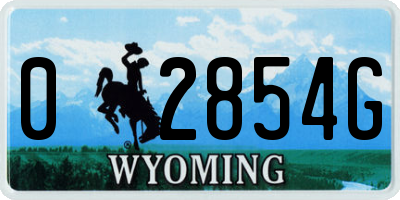 WY license plate 02854G