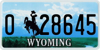 WY license plate 028645
