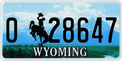 WY license plate 028647
