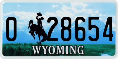WY license plate 028654