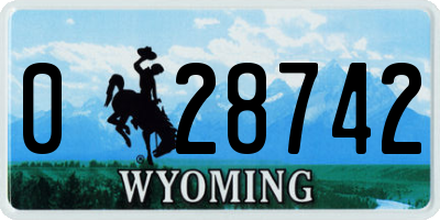 WY license plate 028742
