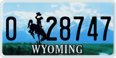WY license plate 028747