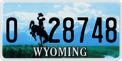 WY license plate 028748