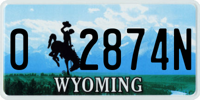 WY license plate 02874N
