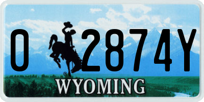 WY license plate 02874Y