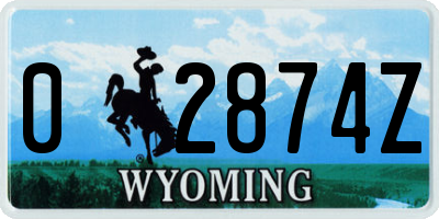 WY license plate 02874Z