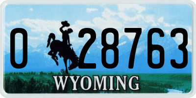 WY license plate 028763