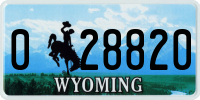 WY license plate 028820